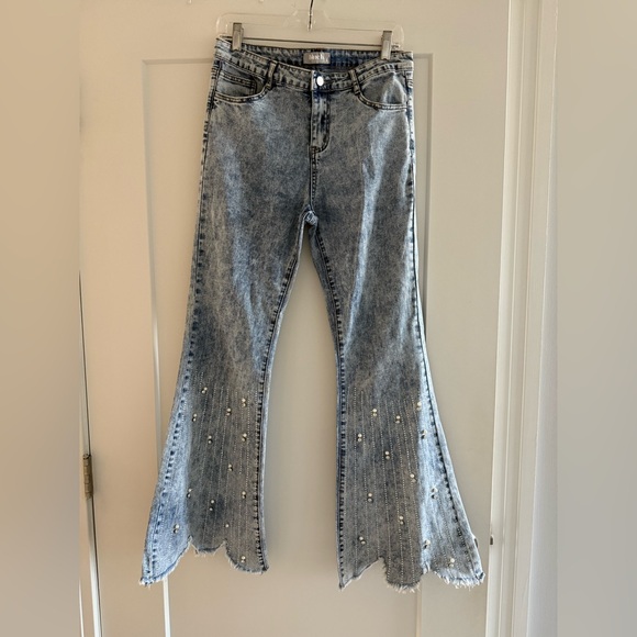 Flare Rhinestone Jeans - Picture 1 of 3